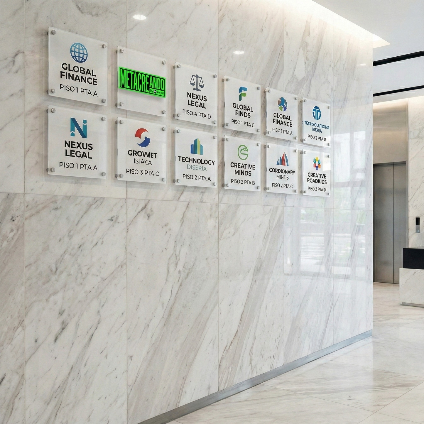 Cartel empresa en metacrilato